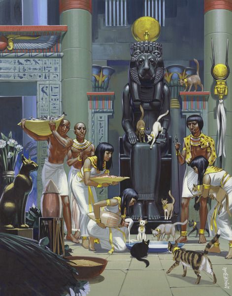 Ancient Egyptian Temple, Angus Mcbride, Cats In Ancient Egypt, Life In Ancient Egypt, Ancient Egyptian Architecture, Starověký Egypt, Egypt Concept Art, Egypt Museum, Egyptian Temple