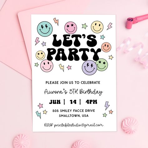 This Invitations item is sold by PrintableStudio505. Ships from United States. Listed on Mar 29, 2024 Smiley Face 3rd Birthday, Pink Smiley Face Party, Pink Smiley Birthday, Smiley Face Birthday Invitations, Smiley Invitation, Smiley Birthday Invitation, Smiley Birthday, Smiley Face Birthday, Preppy Birthday