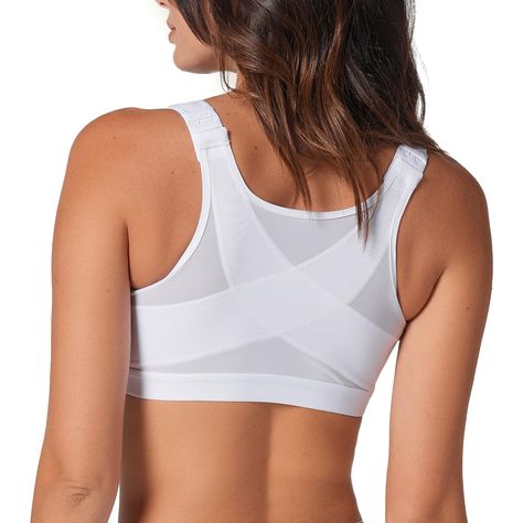 PRICES MAY VARY. POSTURE CORRECTOR BRA - These incredible bras for women gives you back smoothing support and offers a gentle minimizing effect. It features criss-cross PowerSlim firm compression fabric bands to improve your posture and provides support while the high-coverage underarm design streamlines your silhouette. FRONT CLOSURE - Full coverage bras for women with adjustable 2-level, 6-row front hook closure for easy wear and a perfect fit that make it very easy to put on and undetectable Posture Corrector Bra, Posture Bra, Posture Support, Wireless Bras, Neck And Shoulder Pain, Coverage Bras, Posture Corrector, Lounge Lingerie, Compression Fabric