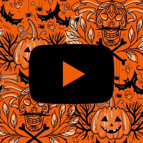 Halloween App Icons Youtube, Fall Youtube Icon, Halloween Youtube Icon, Spooky Phone Icon, Halloween Ios Icons, Youtube App Icon, Halloween App Icons, Halloween Widget, Ipad Design