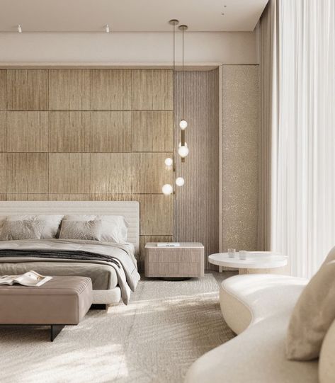 Minotti Bedroom, Golden Bedroom, Golden Palette, Minimalism Bedroom, Monochrome Bedroom, Interior Wall Decor, Minimal Home, Beautiful Interior Design, Bespoke Design