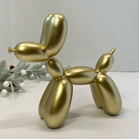 Gold Balloon Animal Dog Sculpture Home Decor Coffee Table Shelve Desk Decorative Balloon Animal Dog, Home Decor Coffee Table, Violet Room, Dog Room Decor, Desk Pet, Decor Coffee Table, Preppy Bedroom, Sculpture Home Decor, Vanilla Girl