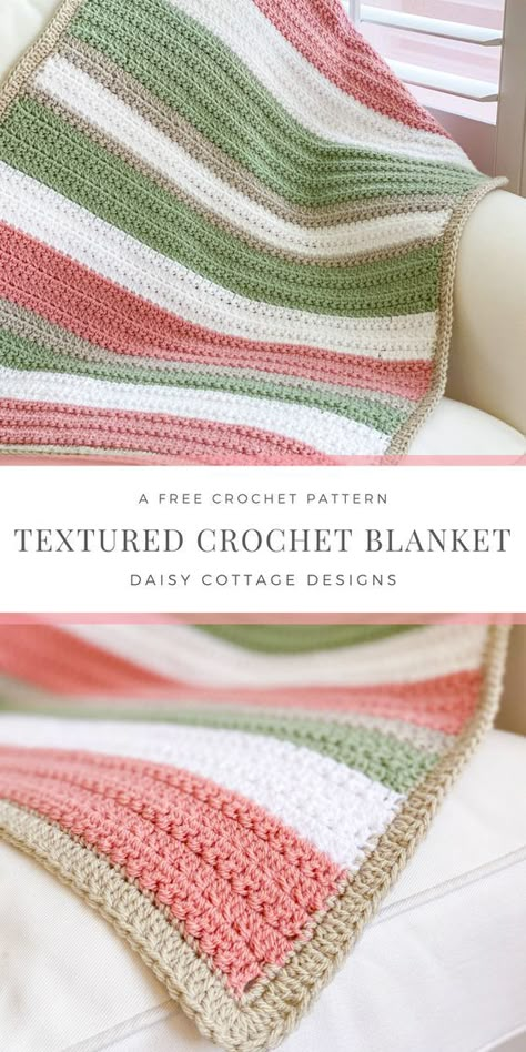 Textured Crochet Blanket, Corak Krusye, Crochet Blanket Tutorial, Striped Crochet Blanket, Textured Crochet, Crochet Baby Blanket Free Pattern, Crocheted Blanket, Easy Crochet Blanket, Easy Crochet Baby