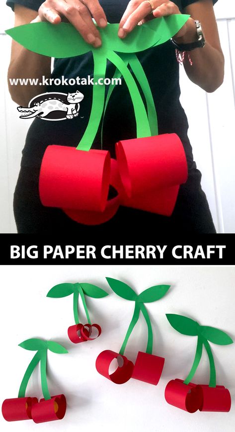 BIG PAPER CHERRY CRAFT Cherry Crafts, Cherry Craft, Vegetable Crafts, Pumpkin Lanterns, Beautiful Paper Flowers, Paper Fruit, Fruit Crafts, Red Crafts, Room Decoration Ideas