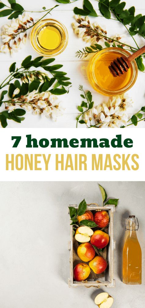 I wanted to make my hair healthier while promoting growth, and honey hair masks made a huge difference! These are 7 recipes for homemade hair masks I tried. #honey #hairmasks #hairgrowth Lemon Juice Hair, Homemade Hair Mask Recipes, Homemade Hair Masks, Best Diy Hair Mask, Olive Oil Hair Mask, Honey Hair Mask, Apple Cider Vinegar For Hair, Hair Mask Recipe, Homemade Hair Mask