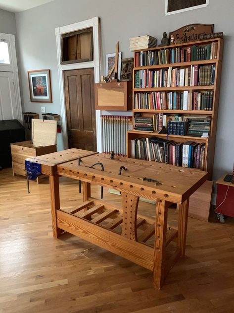 I wasn’t the first person to use Southern yellow pine to build a workbench in 2000. But it sure felt like it when I built the above workbench for Popular Woodshop Workbench, Worktable Design, Small Workbench, Workbench Storage, Building A Workbench, Workbench Designs, Making A Bench, Carved Table, Woodworking Shows