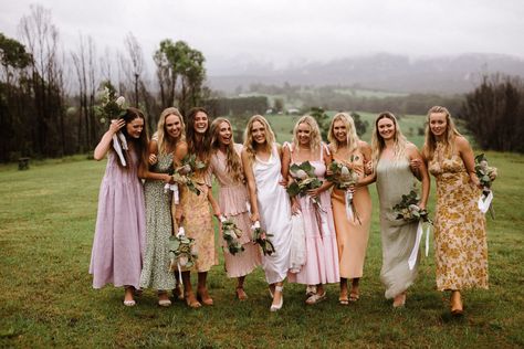 EM Bridesmaids Outfits, Mix Match Bridesmaids, Meadow Wedding, Mismatched Bridesmaids, Hippy Chic, Hello May, Garden Party Wedding, Theme Color, Wildflower Wedding