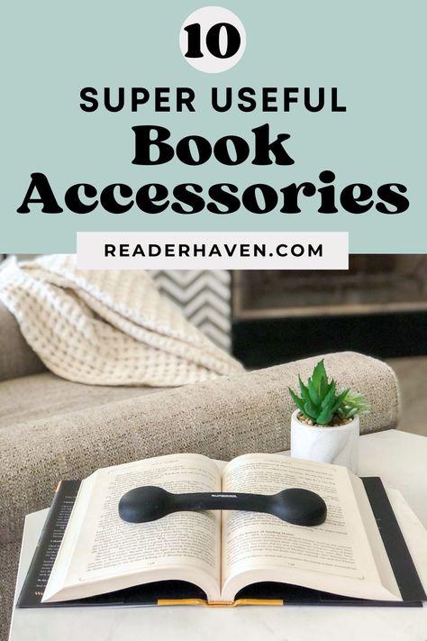 As a lifelong reader and book lover, I've come across some super useful book gadgets and reading accessories that you should definitely know about! From page holders to book sleeves, reading lights, and beyond, here are my favorite bookish accessories! Reading Essentials Aesthetic, Gifts For Avid Readers, Book Weights Diy, Home Library Accessories, Book Reading Accessories, Gift For A Book Lover, Gifts For The Book Lover, Book Lover Accessories, Gifts For A Bookworm