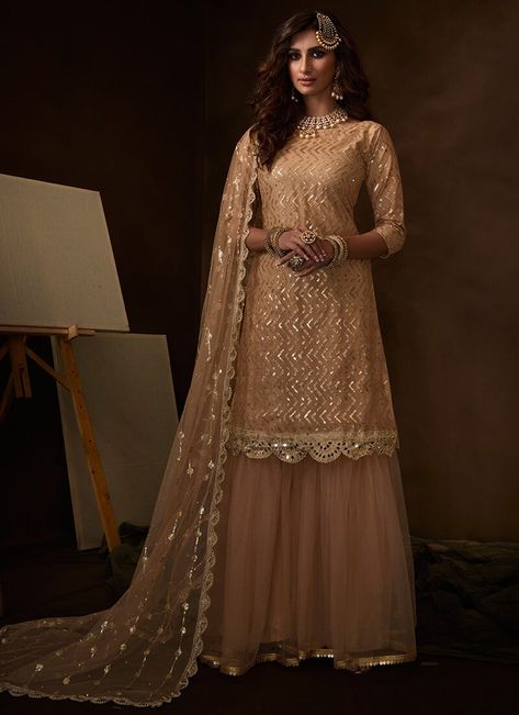 Wedding Sharara, Designer Sharara Suits, Gharara Suits, Sharara Suit, Indian Suits, Salwar Kameez Designs, Net Dupatta, Indian Ethnic Wear, Pakistani Wedding