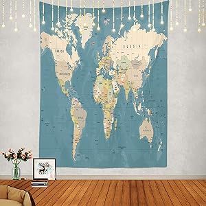 Giant World Map, Kids Wall Hanging, World Map Tapestry, Large Tapestry, Blue Map, Large Tapestries, World Map Wall, Picnic Blankets, Table Cloths