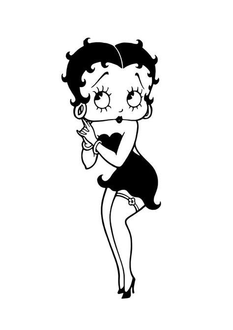 Betty Boop Tattoos, Cartoon Style Drawing, Betty Boop Art, Betty Boop Cartoon, Betty Boop Pictures, Drawing Cartoon Characters, Free Adult Coloring Pages, Classic Cartoon Characters, Desenho Tattoo