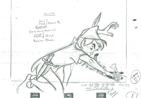 Peter Pan Animation Time Chart, Animation Timing Charts, Peter Pan Animation, Timing Charts Animation, Rough Animation, Milt Kahl, Sketch Animation, Disney Gifs, Pencil Test