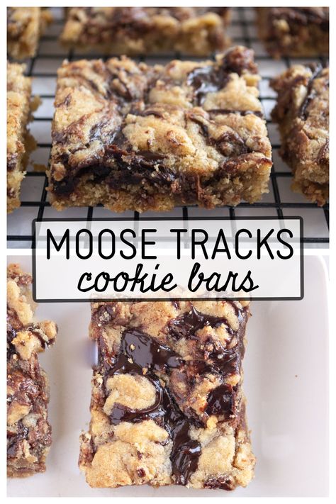 Hershey Bar Recipes Desserts, Kitkat Bars Recipe, Moose Tracks Dessert, Best Cookie Bars Ever, Everything Cookie Bars, Worlds Best Dessert, Fun Unique Desserts, Moose Tracks Cake, Moose Track Cookies