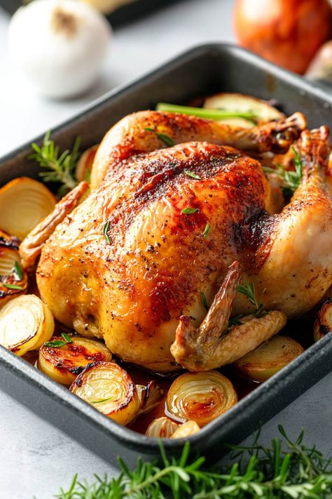 Easy Roast Chicken Whole, Crispy Roast Chicken, Christmas Roast Chicken, Chicken Pillard, Roast Chicken With Stuffing, Roasted Stuffed Chicken, Stuffed Roasted Chicken, Farmhouse Dinner, Chicken Rotisserie