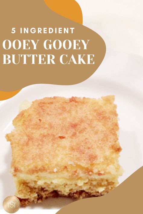 Easy 5 Ingredient Ooey Gooey Butter Cake Recipe inspired by Paula Dean Easy Gooey Butter Cake Recipe, Butter Cake Bars, Bbq Cake, Ooey Gooey Butter Cake, Gooey Cake, Gooey Butter, Gooey Butter Cake, Cake Recipes Easy Homemade, Butter Cake Recipe