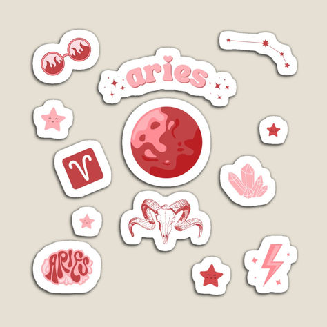 The Zodiac Signs: Aries Sticker Pack | Astrology, Spirituality, Accessories Star Sign Stickers, Stickers Boca, Horoscope Stickers, Zodiac Sign Stickers, Aries Sticker, Astrology Stickers, Astrology Spirituality, Zodiac Stickers, Zodiac Signs Aries