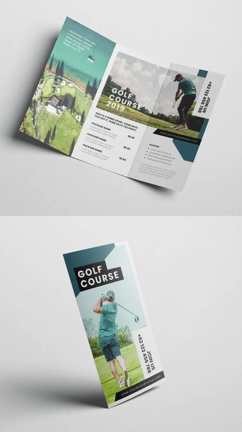 Brochure Design Layout Creative, Golf Brochure, Brochure Cover Design, Brochure Design Creative, Sport Luxe, Brochure Design Layout, Trifold Brochure Design, Brochure Template Psd, Sherwood Forest