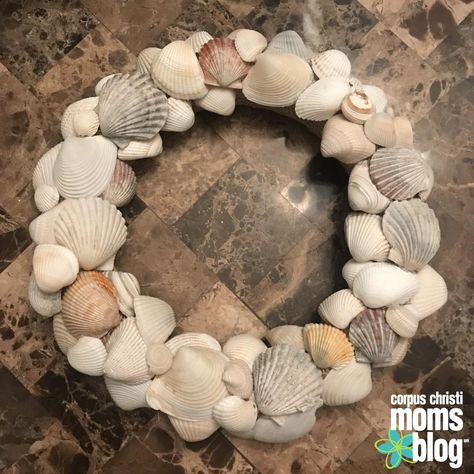 How to Make a Gorgeous Seashell Wreath for Under $5! White Grapevine Wreath, Painted Bricks Crafts, Brick Crafts, Wreath Wall Art, Straw Wreath, Nautical Wreath, Shell Wreath, Seashell Wreath, Heart Shaped Wreaths