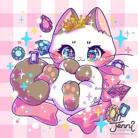 🌷🐰 J E N N I 🐰🌷 on Instagram: “Little Gem 👑💎🐱 Finally had some little time to draw from all the moving prep and packaging/shipping orders. Thank you to everyone who…” Anime Zodiac, Images Kawaii, Cute Kawaii Animals, Cute Sketches, Cute Animal Drawings Kawaii, Kawaii Animals, Cute Easy Drawings, Kawaii Wallpaper, Cute Animal Drawings