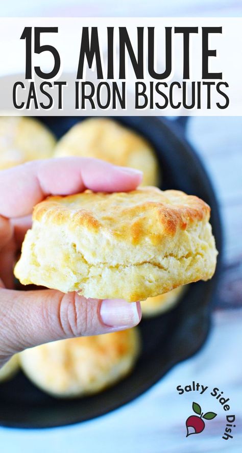 Homemade Bread Cast Iron, One Pan Biscuits, Homemade Cast Iron Biscuits, Homemade Biscuits Cast Iron Skillet, Skillet Biscuit Bread, Cast Iron Biscuit Pan Recipes, Biscuits And Gravy Cast Iron Skillet, Biscuits In A Cast Iron Skillet, Cast Iron Drop Biscuits