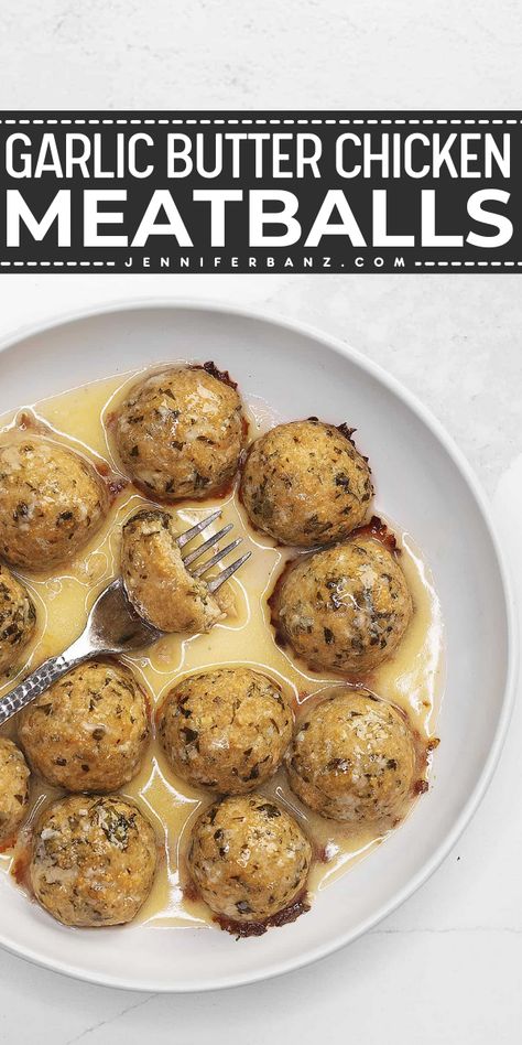 Meatballs are such an underrated dinner, in my opinion. These garlic butter meatballs are so full of flavor and very simple to make. Garlic Butter Chicken Meatballs, Garlic Butter Meatballs, Easy Garlic Butter Chicken, Best Meatball Recipe, Butter Chicken Meatballs, Butter Meatballs, Ground Chicken Meatballs, Easy Garlic Butter, Keto Meat