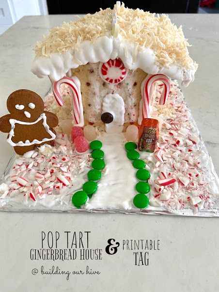 Pop Tart Holiday House, Poptart Gingerbread House Ideas, Poptart Gingerbread House, Poptart Gingerbread Houses, Pop Tart Gingerbread House, Gingerbread House Ideas, Pop Tart, Piping Icing, Women Ideas