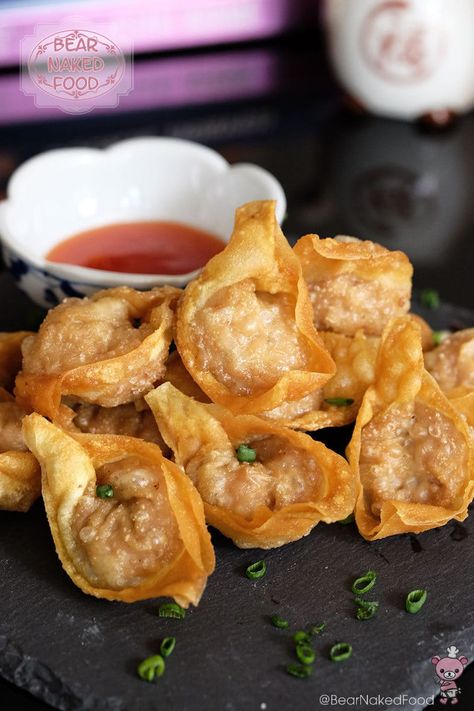 bear naked food fried wontons Hosting Themes, Indian Sketches, Wonton Recipe, Fried Wonton, Sole Fish, Fried Wontons, Chinese Pork, Wonton Recipes, Crispy Pork Belly