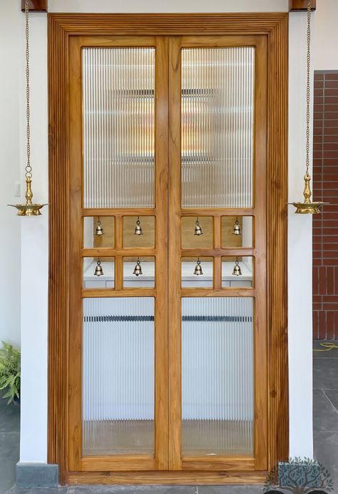 Puja Room Door, Mandir Door Design For Home, Mandir Doors, Puja Room Door Design, Mandir Door Design, Pooja Cupboard, Puja Unit Design, Pooja Room Door, Diy Projects Wood