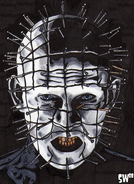 "Such Sights To Show You" by Scott Watson Pinhead Drawing, Pin Head Hell Raiser, Hellbound Heart, Horror Villians, Hell Raiser, Horror Drawing, Pin Head, Horror Pictures, Horror Themes