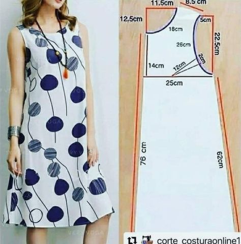 Simple Blouse Pattern, Sewing Dress Form, Basic Dress Pattern, Dress Sewing Patterns Free, Projek Menjahit, Simple Dress Pattern, Tunic Sewing Patterns, Dress Patterns Diy, Girls Dress Sewing Patterns