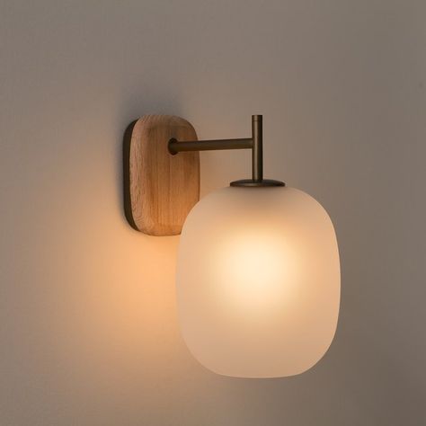 Navida oak, metal and frosted glass wall light , transparent, La Redoute Interieurs | La Redoute Scandinavian Wall Lighting, Tree Bedroom, Victorian Terraced House, Wall Lighting Design, Wall Mounted Lamps, Glass Wall Lights, Glass Lamp Shade, Lamp Socket, Wall Mounted Light