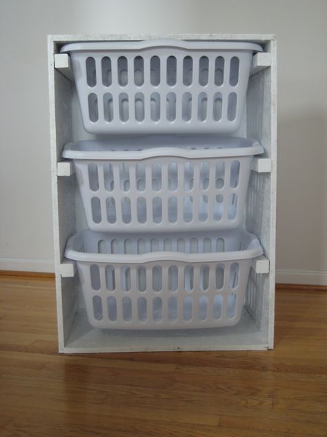 Laundry Basket Organizer for closet or bathroom? then make the same kind for the laundry room! Laundry Basket Dresser Diy, Basket Dresser, Laundry Basket Dresser, Free Furniture Plans, Diy Laundry Basket, Laundry Basket Organization, Laundry Sorter, Basket Organizer, Diy Laundry