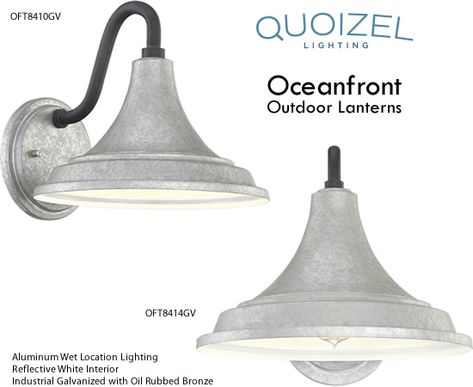 Quoizel Oceanfront Outdoor Lanterns - Beach House, Nautical and Coastal Style Outdoor Lighting - Deep Discount Lighting Nautical Outdoor Lighting, Nautical Lanterns, Beach House Lighting, Coastal Exterior, Front Porch Lighting, Sink Lights, Quoizel Lighting, Sea Gull Lighting, Base 10