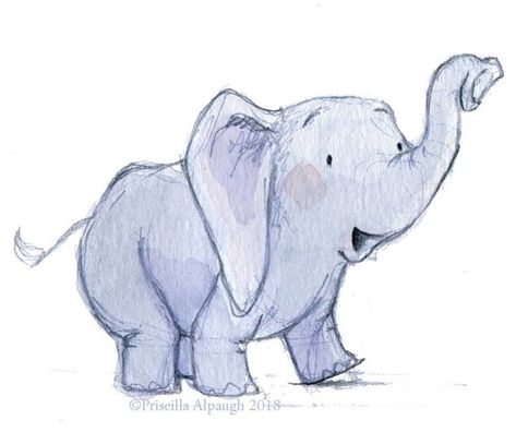 Elephant Illustration Art, Elephant Drawing Simple, Elephant Sketches, Cartoon Elephant Drawing, Cute Elephant Illustration, Cartoon Elephants, Baby Elefant Drawing, Elephant With Trunk Up Drawing, Elephant Character Illustration