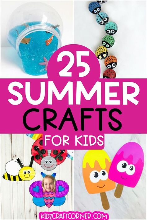 Looking for fun summer craft ideas for your kids to do this summer? Here are 23 fun kids' summer crafts. Everything from ocean slime, to pretend play popsicles. Get your summer off to a great start with these easy summer craft ideas. Easy Summer Crafts, Summer Activities For Toddlers, Summer Arts And Crafts, Fun Summer Crafts, Summer Crafts For Kids, Crafts For Kids To Make, Summer Activities For Kids, Summer Diy, Easy Summer