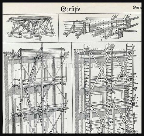 Wood Scaffolding, Scaffolding Wood, Temporary Architecture, Construction Architecture, Brick Lane, Architecture Illustration, Lithograph Print, Scaffolding, Lithography