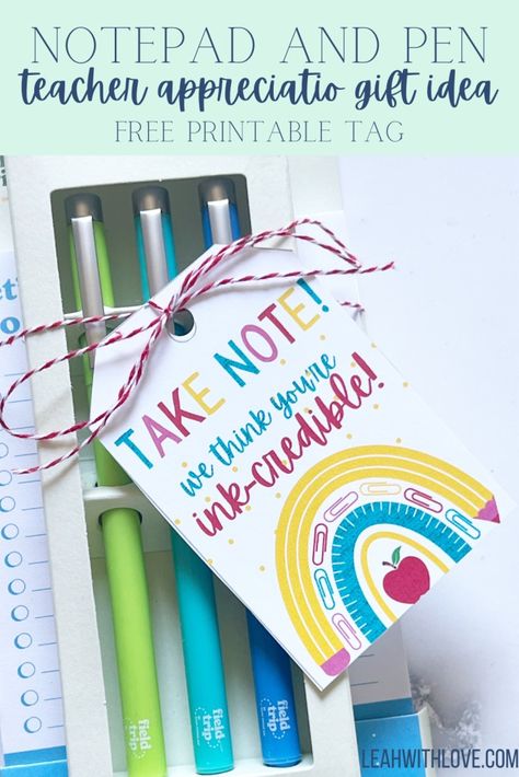 Ink-credible Teacher Appreciation Gift - Leah With Love Pen Gift For Teacher, Pen Teacher Appreciation Free Printable, Pen Appreciation Tags, Sharpie Teacher Gift, Highlighter Teacher Gift Free Printable, Teacher Flair Pen Gift Tag, Teacher Appreciation Marker Tag, Teacher Gift Printables, Daily Crafts