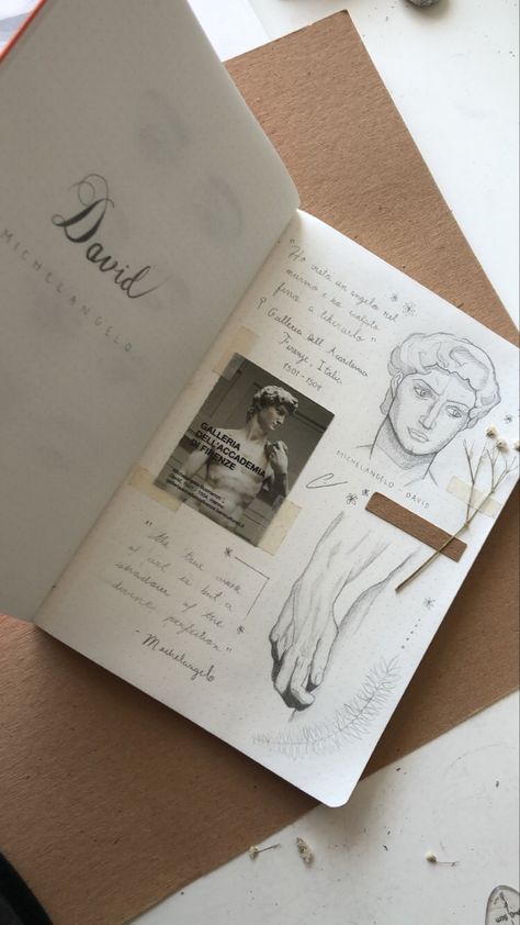 Italy Journal Aesthetic, Italian Journal Ideas, David Sketch Michelangelo, Sketches Of Italy, Italy Journal Ideas, Italy Bullet Journal, Michelangelo Sketches, Michelangelo Aesthetic, Italy Journal