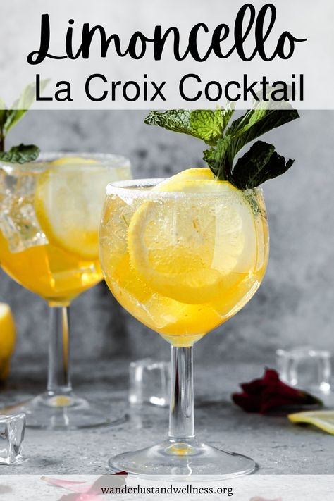 Limoncello La Croix Cocktails, Drinks With Limoncello, La Croix Mocktail Recipes, La Croix Recipes, La Croix Cocktails, Happy Hour At Home, Diy Cocktail Recipes, Limoncello Cocktails, Cocktail Chic