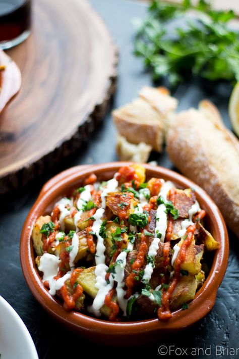 Patatas Bravas Recipe - Fox and Briar Spanish Tapas Recipes, Tapas Party, Tapas Dishes, Tapas Recipes, Spain Food, Spanish Tapas, Spanish Cuisine, Spanish Dishes, Spanish Recipes