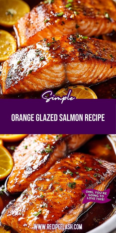 Savor the deliciousness of this Orange Glazed Salmon Recipe, a must-try in your Salmon Recipes lineup! The vibrant orange sauce enhances the salmon's natural flavor, creating a mouthwatering meal. Perfect for weeknight dinners or entertaining guests, this recipe is healthy, quick, and full of zest. Don't miss out! Orange Salmon Recipes, Orange Glazed Salmon, Salmon Glaze Recipes, Salmon Soy Sauce, Sauce For Salmon, Fish Dinner Recipes, Healthy Dinner Options, Orange Salmon, Orange Glaze