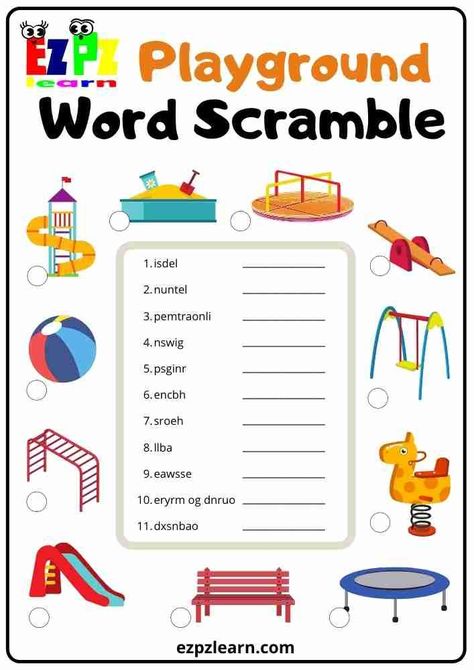 Five Senses Preschool, Playground Activities, Jumbled Words, Senses Preschool, Phonological Awareness Activities, Classroom Rules Poster, Free Preschool Worksheets, English Worksheets For Kids, Kids English