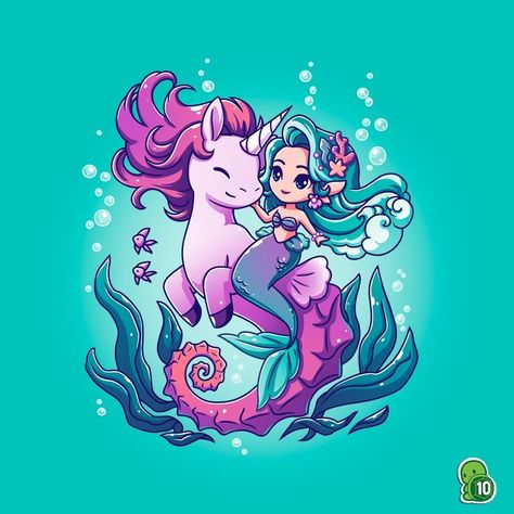 Best Friends Travel, Niece Tattoo, Mermaid Funny, Sea Unicorn, Tee Turtle, Beautiful Shells, Procreate Ipad Art, Unicorns And Mermaids, Fairy Dragon