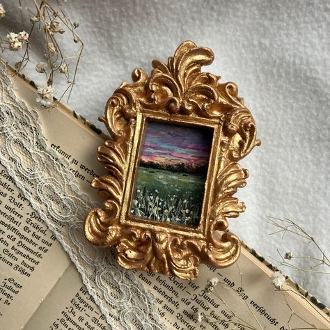 Forest Artwork, Painting Forest, Oil Painting Inspiration, Pencil Sketch Images, Purple Sky, Artwork Wall, Mini Paintings, Miniature Painting, Vintage Painting