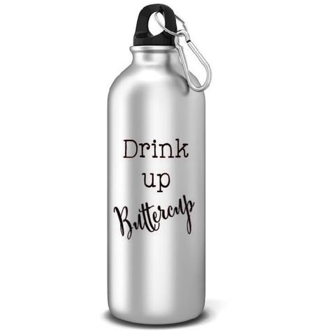 Drink Up Buttercup Coffee Sports Water Bottle Funny Water Bottle... (€13) ❤ liked on Polyvore featuring home, kitchen & dining, drink & barware, drinkware, home & living, silver and water bottles & vacuum flasks Funny Water Bottle Quotes, Funny Water Bottle, Sports Water Bottle, Sports Water, Cricut Craft Room, Drink Up, Vacuum Flask, Sport Water Bottle, Polyvore Set