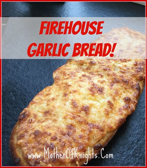 My awesome girlfriend, Jackie, made this garlic bread for our family one  night and I knew that I was ruined forever. No other garlic bread  compares! A firefighter friend passed it on to her, and now, as my part in  making the world a much, much, better place, I pass it on to you!  WHAT YOU NEED:  1 cup of mayonnaise  ½ cup of shredded mozzarella  ½ cup of shredded cheddar cheese  1tsp  garlic powder  ½ tsp dried basil  Loaf of sourdough or French bread, sliced lengthwise in half  PUTTING I... Appetizers For Guys Night, What To Put On Flatbread, Fireman Recipes, Firehouse Recipes, Garlic Breads, Cheesy Food, Cravings Recipes, Garlic Cheese Bread, Garlic Bread Recipe