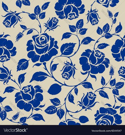 Rose seamless pattern Royalty Free Vector Image Design Fabric Textiles, Origami And Quilling, Blue Luxury, Paisley Art, Floral Tattoo Design, Luxury Flowers, Digital Print Fabric, Seamless Background, Seamless Pattern Vector