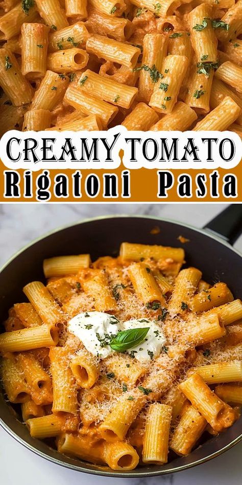 This Creamy Tomato Rigatoni Pasta is your next dinner favorite! 🍅 Simple, flavorful, and oh-so-comforting, it’s perfect for the whole family. #TomatoRigatoniRecipe #PastaInspo #ComfortMeals #FamilyDinnerIdeas #EasyPastaRecipes Rigatoni Pasta Recipes Vegetarian, Leftover Rigatoni Recipes, Creamy Tomato Rigatoni Pasta, Tomato Rigatoni Pasta, Rigatoni Recipes Vegetarian, Simple Rigatoni Recipes, Creamy Tomato Rigatoni, Pasta With Canned Tomatoes, Pasta Recipes Rigatoni