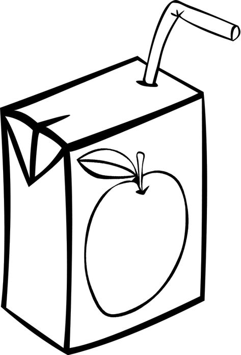 Juice Box Coloring Page, Apple Juice Drawing, Juice Box Drawing, Juice Box Tattoo, Juice Drawing, Inkleur Prente, School Drawings, Juice Logo, Apple Picture