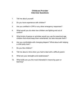 Childcare Interview Questions, Daycare Interview Questions, Questions Template, School Interview Questions, Interview Notes, Volunteer Ideas, Learning People, Daycare Forms, School Interview